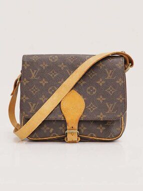 Authentic Louis Vuitton Cartouchiere MM Crossbody Bag Monogram Canvas Vintage